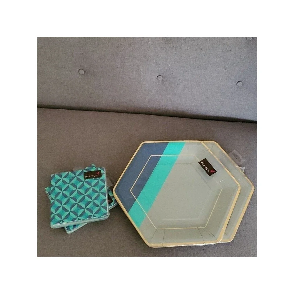 Papyrus Home dinner plates 8 x 2 packages + 20 beverage napkins x 2 packages